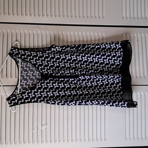 Sz M Royal blue/Black /White Sleeveless stretch polyester summer top